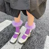 Женские носки с розовым мехом Jk Lolita, средняя трубка с перьями Kawaii, японский хлопок, забавные милые ворсовые аксессуары для косплея