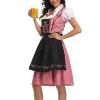 Lady Dirndl Oktoberfest kostuum Beierse nationale roze geruite clubwear cosplay carnaval Halloween fancy feestjurk