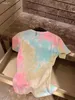Lowewe camiseta feminina designer camiseta para mulheres primavera e verão novo tie-dye personalizado em relevo broca de alta temperatura solta manga curta camiseta roupas femininas 88q