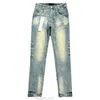 Jeans ksubi pour hommes de créateur violet, déchirés, droits, réguliers, taille Hip Hop lavés, vieux jeans noirs longs, empilés