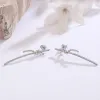 Femmes Fille Élégant 925S En Argent Sterling Cristal Arc Oreille Stud Marque De Luxe Designer Diamant Charme Boucles D'oreilles Bijoux Accessoires De Mode Cadeaux Avec Boîte En Gros