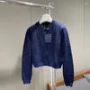 Malhas femininas de malha cardigan feminino alta qualidade oco para fora manga longa pano branco marinho azul solto blusas topo