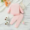 Kledingsets Peuter Baby Meisjes Trainingspakken Set 2 STUKS Roze Outfits Lange mouw Cartoon Gedrukt Sweatshirt Elastisch