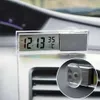 Thermomètre d'intérieur de voiture Portable 2 en 1, écran LCD, Type ventouse, accessoires d'horloge transparents, ornement L1f8