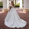 Abiti da sposa taglie forti con scollo a V e spalle scoperte Abiti da sposa semplici in raso bianco eleganti con lacci sul retro Abiti da sposa Abiti da sposa