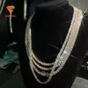 2023 Best verkopende hiphop ijs uit sieraden S925 3 mm 4 mm los synthetische steen Moissaniet diamant tennisketting