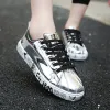 2021 Summer Womens Mens Casual Running Shoes Studenter Utomhus Sportsneakers Patent Läder Glossy Black Golden Silver Storlek 36-46 Kod 54-558