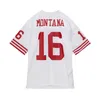 Zszyta koszulka piłkarska 16 Joe Montana 1989 Red White Mesh Retro Rugby Jerseys Men Men Młodzież S-6xl