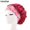 Imixlot Satin dentelle chapeau de couchage nuit sommeil Cap soins des cheveux Satin Bonnet pour femmes à large bord bandeau nuit Cap12585