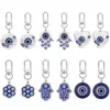 Porte-clés porte-bonheur bleu turquie, mauvais œil, cœur rond en forme de fleur, pendentif en cristal, breloques, cadeau