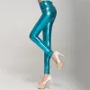 Leggings femininas estilo punk rock pu couro falso leggings roxo ouro metálico sexy brilhante calças de lantejoulas brilhando fitness legging 2019 lu981