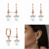 Boucles d'oreilles lustre pendantes à six faces diamant pierre de lune or rose longue conception sens mode livraison directe bijoux Dhfj5