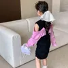 女の子のドレス春秋の女の子ブラウスドレス幼児の赤ちゃんベスティドス子供の子供の路上服オフショルダーパッチ2-8y