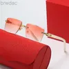 Sonnenbrille Designer Randless Diamant Cut Buffalo Horn Holz braune Linsen Mode rotes Männer Frauen Vintage Großhandel mit Box Carti Brille 2435