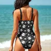 Maillots de bain Maillot de bain imprimé crâne mignon Sexy Crossbones maillots de bain pour femmes une pièce coloré body piscine Push Up maillots de bain grande taille XXL