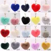 Fashion Red Love Heart Shaped Plush Keychain Couple Imitation Otter Rabbit Hair Ball Bag Pendant Car Pendant Lanyards Wholesale