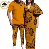 Robe Dashiki Africain Hommes Tenues Hauts et Pantalons Ensembles Assortis Femmes Split Imprimer Robes Longues Lâches Couples Vêtements pour la Fête Y22C046