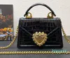 2024 Luxury Designer tote bag High Quality Genuine Leather Crocodile Chain Shoulder Bag Fashion Metal Heart Bow Mini Handbag Womens Flap Crossbody