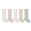 4 paires doux mignon enfants genou chaussettes hautes bébé garçons filles coton maille respirant doux chaussettes né infantile longues chaussettes costume pour 0-3Y 240226