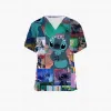 Kleid Neue Frauen Arbeit Uniform Gedruckt Stich Cartoon Peeling Uniform V-ausschnitt Top Frauen Hemd Krankenschwester Overall Medizinische Uniform