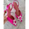 Novo cetim feminino de salto alto elegante dedo do pé apontado suower fivela de cristal embelezar sandálias cravejadas sapatos de casamento de verão