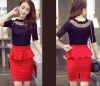 Юбка TingYiLi 3XL 4XL 5XL юбка с баской офисная женская юбка с рюшами женская сексуальная мини-юбка-карандаш с разрезом красная черная юбка