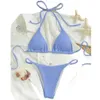 Costume da bagno speciale in tessuto a righe Pit Costume da bagno bikini da donna sexy semplice e solido con lacci a vita alta 240220