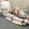 Capris Rayon Baumwolle Seide lässige Damenhose Mode weiche Damenhose Neu 2022 Sommer lose Haremsstrandhose Home Pyjamahose