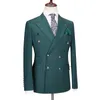 Cenne Des Graoom costumes élégants pour hommes vert Double boutonnage 2 pièces ensemble coupe ajustée haute qualité Costume de fête de mariage 240227