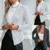 Jackor Nytt i kvinnor fleece Vest Jacket Women's Slim Coat Fall Fashionabla Vneck Button LongSleeved Plaid Jackets Musikaliskt jacka