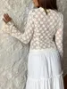 Женские футболки, женские кружевные топы с цветочным принтом S Y2k, расклешенная прозрачная укороченная рубашка с длинными рукавами и завязкой спереди, тонкий кардиган, клубная одежда