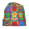 Berets Colorful Dog Beanie Hats Art PAWS HAT TRITÉ Gym Gym élastique hommes Caps Caps Spring Design Retro Bonnet Birthday Gift