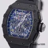 Marque Watch Grestest Wrist Watches RM Wristwatch RM11-03 Série Black Knight NTPT Machine de distribution de fibre de carbone