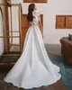 A-Line Wedding Eleant Dress 2024 One One-Counter 3D Flowers Split Open Back Plate Satin Bridal Sweep Train Vestidos de Noiva 326