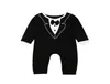 018M Baby Boy Romper Cute Born Infant Boys Bowtie Gentleman Wedding Party Długie rękawie Koszyt Summer Odzież Jumpsuits5419902