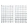 2PcsSet Stainless Steel Baking Tray Bread Cake Grid Cooling Rack Bakeware Suit Pizza Barbecue Shelf Kitchen Cooking Utensils 240226