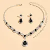 Necklace Earrings Set Elegant Bridal Jewelry Stunning Waterdrop Rhinestone For Women Dangle Drop