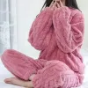 Pakken Vrouwen Warm 2 Delige Sets Dikker Fluwelen Geribbelde Fleece Set Trui en Broek Casual Pyjama Sets Vrouwen Herfst Winter 2023