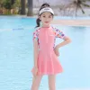 Swimwear Two Piece Teen Swimwear For Girls Plus Size Swimsuit Kids Children Swimming Suit Badpak Meisje Front Zipper Beachwear Bathing