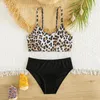 Women's Swimwear 7-15Y Teen Girls Leopard Print Children Two Piece Swimming Suits For Girl Summer Beach Swimsuit Biquini Infantil