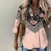 Shirt Elegant Fashion Holiday Woman Blouse Street Loose Shirt Woman Long sleeve Casual Weekend Printed Shirt Women