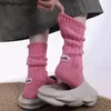 Женские носки средней длины с нагромождением и буквенной этикеткой, вязание плотной нитью, однотонные японские милые осенне-зимние простые повседневные модные носки