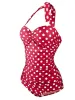 Swimwear Plus Size One Piece Swimsuit Retro Dot Swimwear Women Hater Full Large Size Body Bathing Suit Maillot De Bain Monokini Dropship