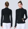 LU-088 2023 Giacca da yoga da donna Definisci allenamento Cappotto sportivo Fitness lu Sport Quick Dry Activewear Top Solid Zip Up Felpa Sportwear Vendita calda 102ess