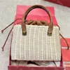 Designer Woven Tote Bag Women Luxury Bamboo Weaving Basket Handbags String Bucket Bags Crossbody Bag Stud Beach Shopping Totes
