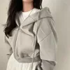 Hoodies femininos outono/inverno moda edição coreana preguiçoso moletom com pelúcia curto solto versátil estrangeiro manga longa camisola
