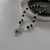 Pendentif Colliers Y2K Noir Perle Araignée Mosaïque Clavicule Chaîne Gothique Hip Hop Halloween Bijoux Cadeau Pour Femmes 2024