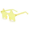Star Shaped Rimless Sunglasses Transparent Candy Color Party Glasses Pentagram Funny Beach Sunglasses for Women Men Girls Boys Birthday Party Decoration