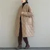 Trench da donna Argyle Plaid Piumino di media lunghezza in cotone Parka spesso coreano Oversize 100 kg Giacca imbottita invernale Vintage Chaqueta da donna