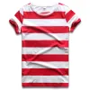 T-Shirts Zecmos Red White Striped T Shirt for Women Summer Round Rainbow Short Sleeve Tees for Women Casual Summer Cool
